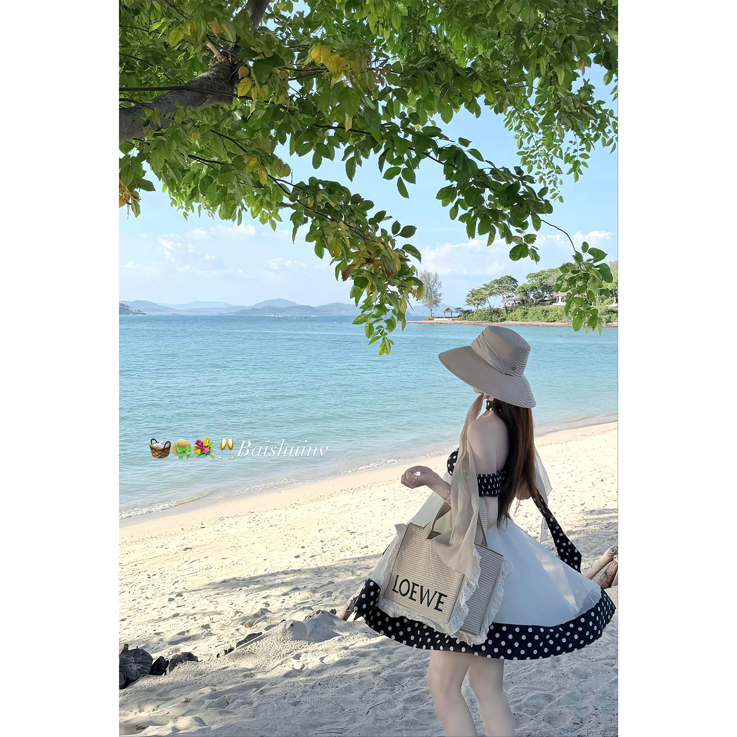 一字肩波点连衣裙子女夏季短裙
