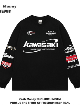 Cash Money数我的钱 美式潮牌秋季长袖T恤男个性印花宽松潮流新款