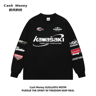 美式 潮牌秋季 长袖 Cash 印花宽松潮流新款 钱 T恤男个性 Money数我