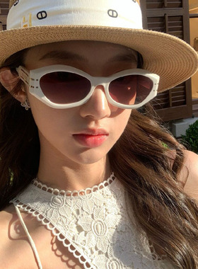 个性米黄猫眼墨镜女2024新款高级感开车旅行抗晒防紫外线太阳镜潮