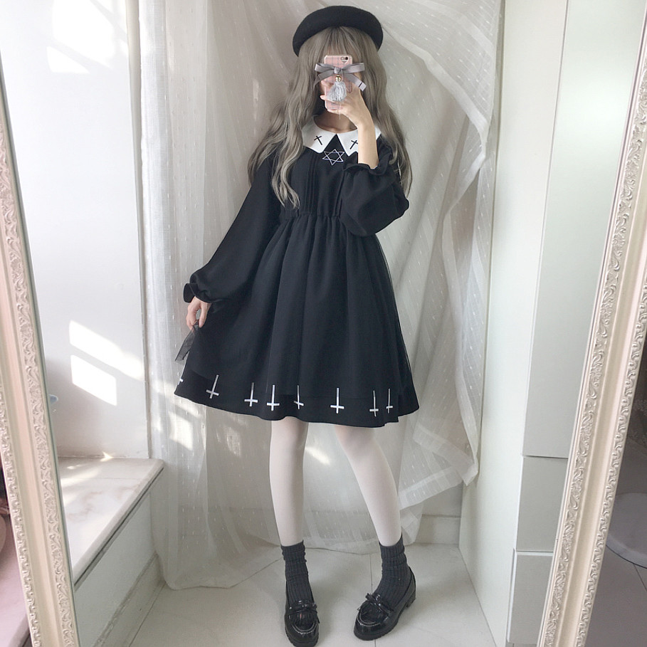 新款长袖伪娘衣服女装大佬套装cos用品软妹cd变装洛丽塔裙子萝莉