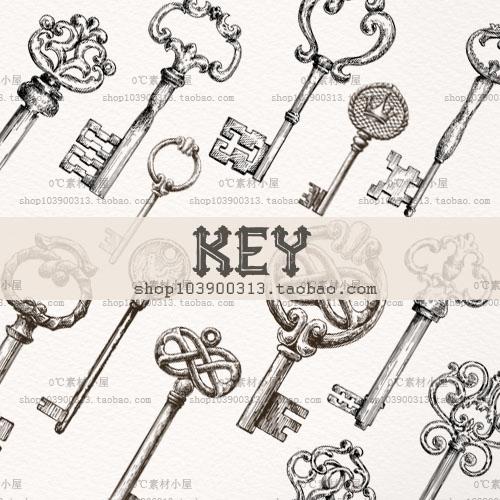 华丽装饰复古钥匙png免抠eps矢量图设计印刷设计素材[ai1209]