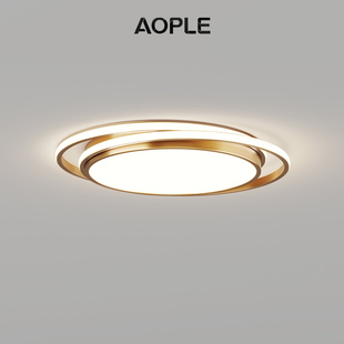 全铜卧室灯简约现代圆形轻奢书房餐厅书房灯具房间护眼ed吸顶灯