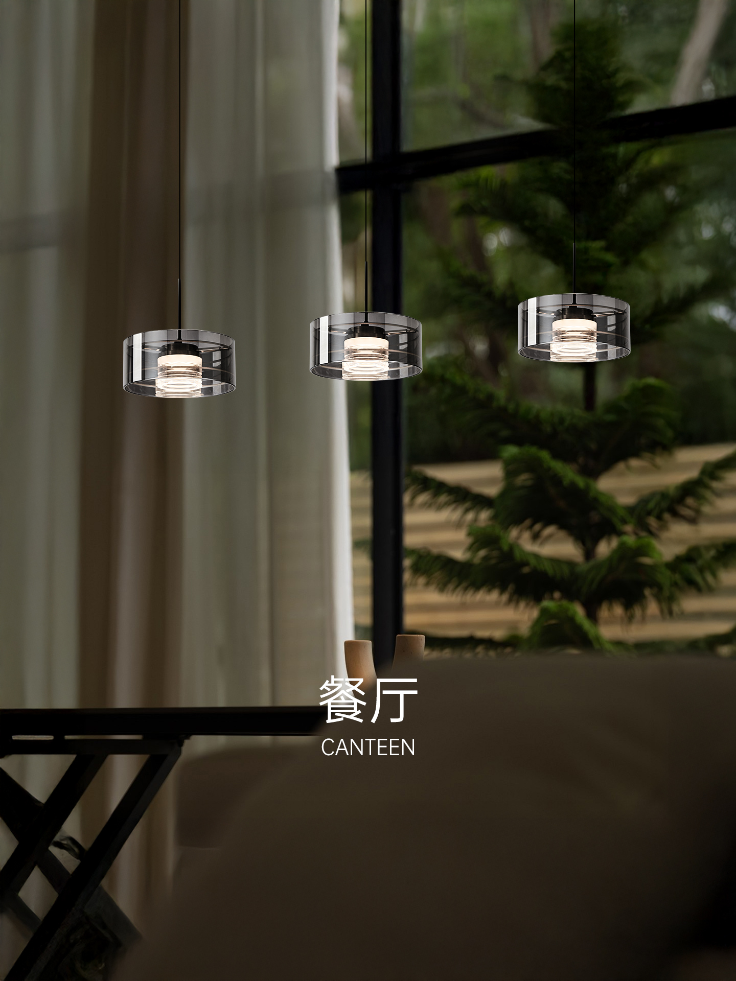 餐厅吊灯意式极简餐桌饭厅吧台轻奢玻璃高级简约现代悬浮升降吊灯
