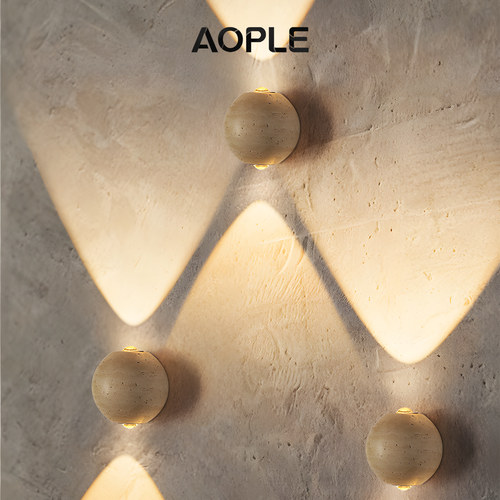 天然黄洞石侘寂风壁灯