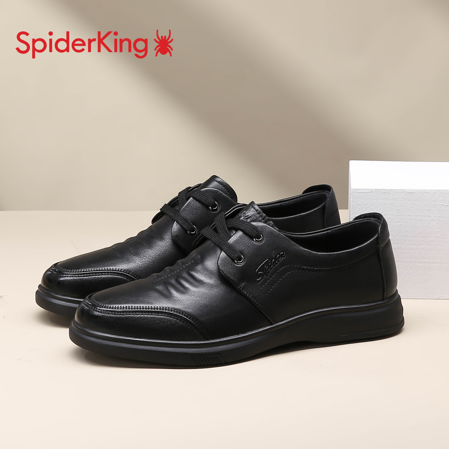 蜘蛛王旗舰店真皮休闲皮鞋男款