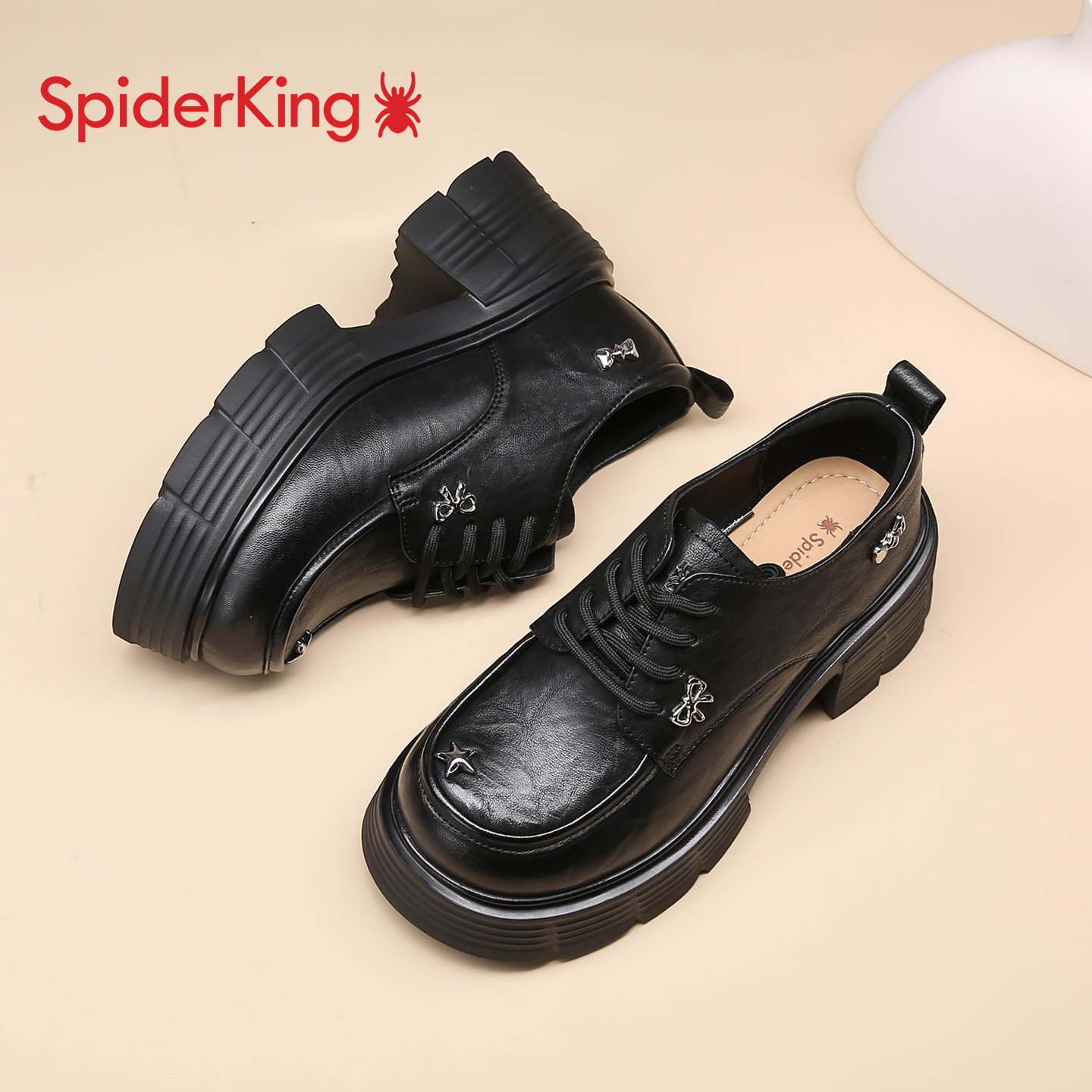 蜘蛛王官方旗舰店厚底增高乐福鞋