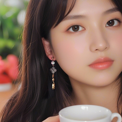 时尚感T台穿搭螺旋简约耳环日本无痛螺丝耳夹秋冬大衣搭配显脸小