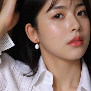 LIMIO大号淡水珍珠水滴S925银针耳环淡水珍珠耳坠调节耳夹女气质