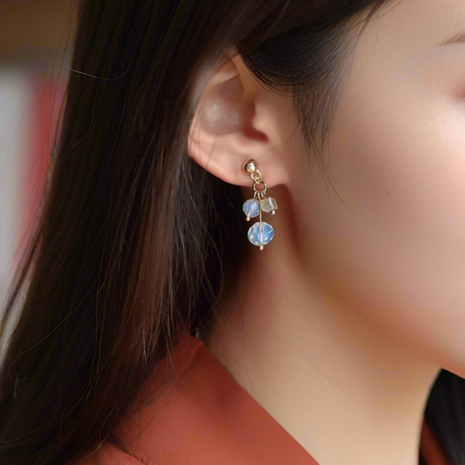 玫瑰小镇高端饰品奥地利雪蛋白水晶耳饰糖果耳环多巴胺甜美耳夹