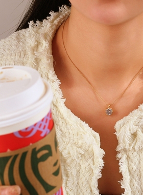 叠戴金色招财莫桑黄钻项链简约项链八箭八心优雅时尚百搭限定