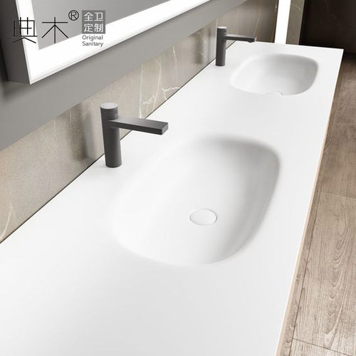 定制日式可丽耐一体洗漱池浴室柜