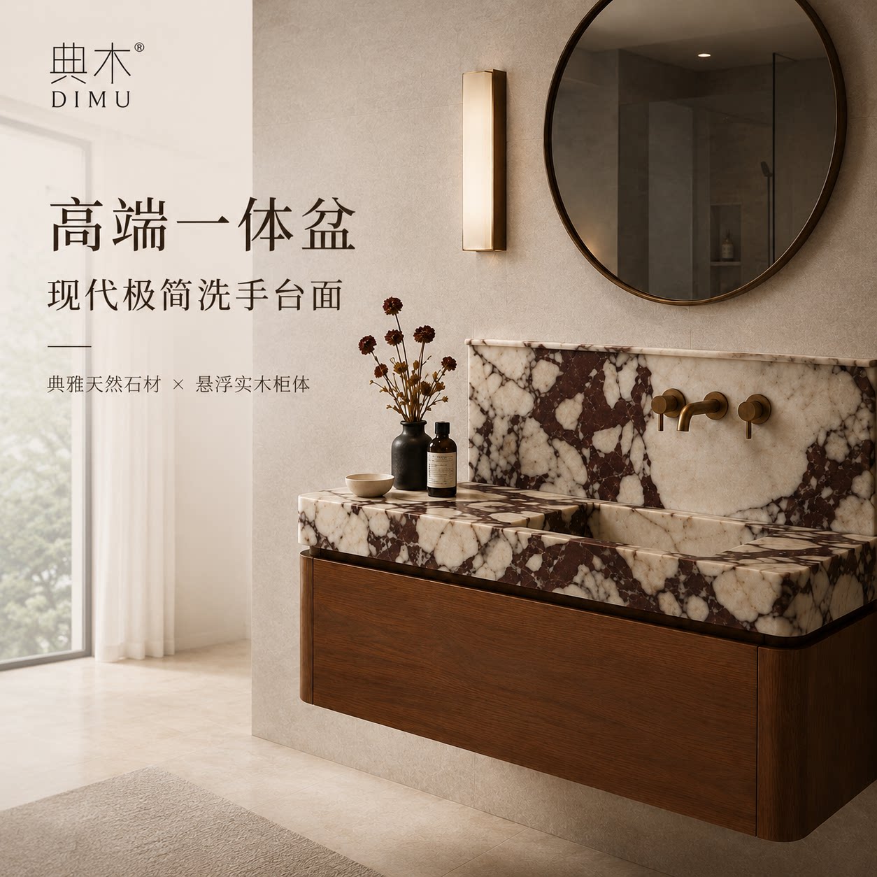 2026新款美式复古浴室柜洗手台一体台盆面盆奢石洗漱台洗漱柜定制