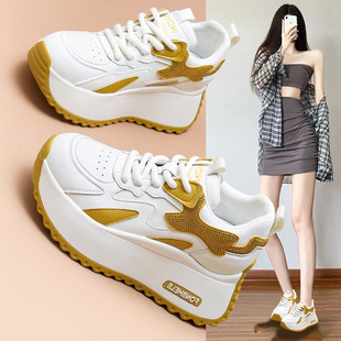 百搭软底加绒增高休闲老爹鞋 2025秋冬皮面7CM爆款 女鞋 厚底阿甘鞋