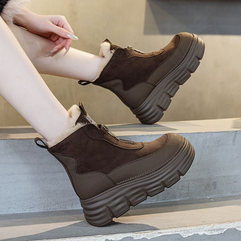 雨土马丁靴加绒防滑雪地靴