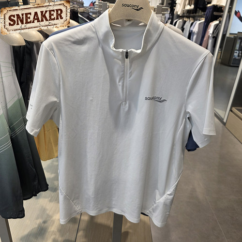 Saucony索康尼男跑步训练运动户外舒适透气半拉链短袖SA2259ST05T