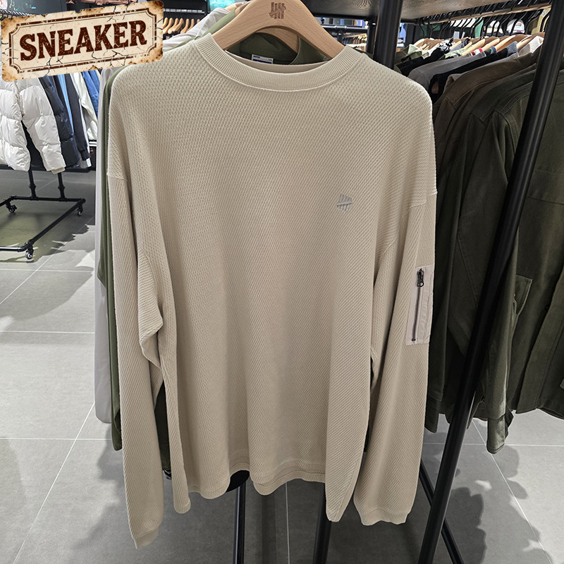 UNDEFEATED五条杠秋美式潮流华夫格圆领毛衣打底针织衫UI43GLS09M