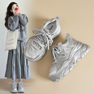 zhr则则厚底老爹鞋女春秋新款运动透气舒适休闲鞋时尚百搭板鞋子