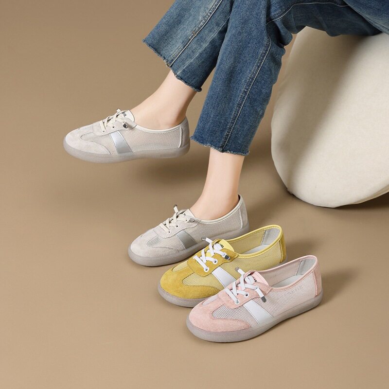 zhr则则透气德训鞋女春新款时尚百搭复古运动休闲鞋轻便平底鞋子