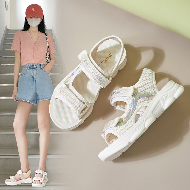 ZHR则则运动凉鞋女外穿夏季魔术贴网红ins百搭学生休闲运动沙滩鞋