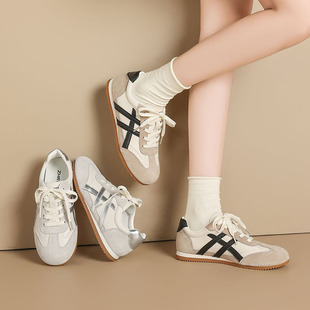 zhr则则舒适百搭德训鞋女春秋新款两穿透气舒适休闲平底小白鞋子