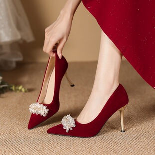 ZHR则则尖头法式高跟鞋2026新款气质百搭婚鞋伴娘鞋细跟单鞋女鞋