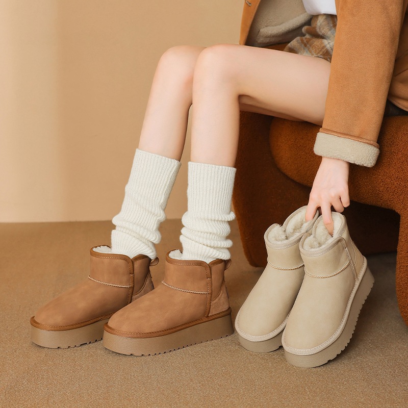 zhr厚底雪地靴棉靴加厚女时尚百搭新款防滑冬季加绒保暖女鞋棉鞋