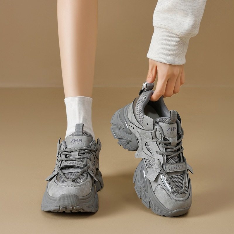 zhr则则厚底老爹鞋女春秋新款灰色运动鞋时尚百搭透气网面休闲鞋,女鞋,时尚休闲鞋,淘宝优惠券,粉丝福利购,淘宝优惠卷