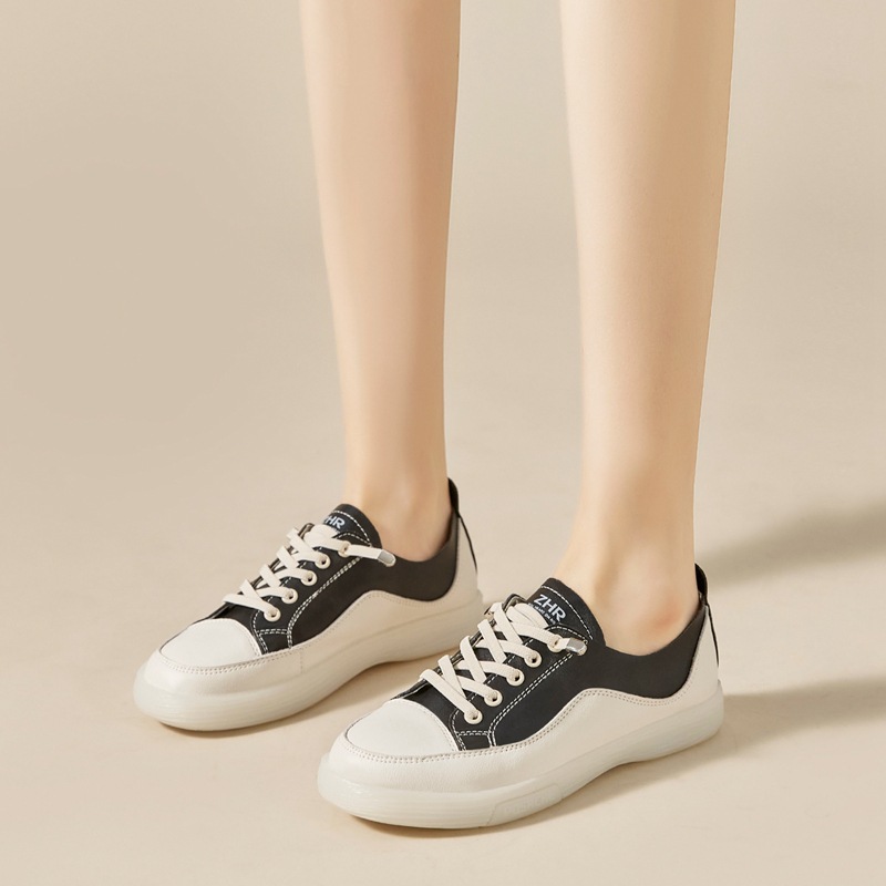 ZHR真皮运动鞋女2023春秋新款轻便百搭透气板鞋时尚百搭休闲单鞋