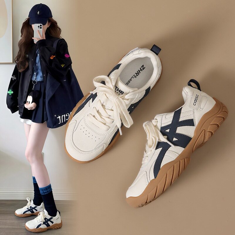 zhr复古内增高德训鞋女春新款超软轻便休闲鞋时尚百搭ins运动鞋子