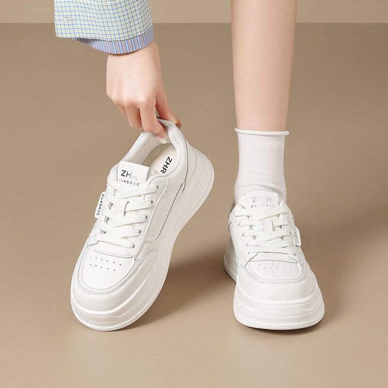 zhr则则厚底内小白鞋女春秋新款超轻松糕底百搭休闲运动鞋板鞋子