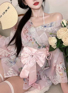 性感日系和风开档免脱睡衣套装女