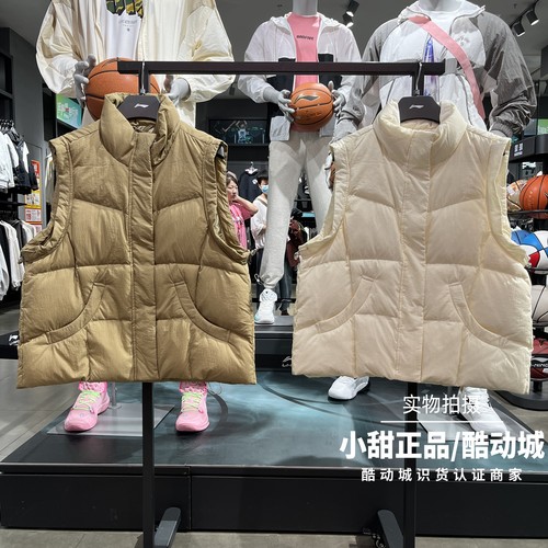 李宁羽绒马甲2025冬季新女子宽松防泼水保暖运动休闲马甲 AMRV064