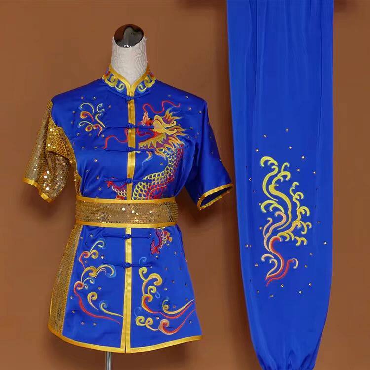 现货龙刺绣长拳南拳武术服儿童成人考试竞赛服黑色比赛表演服男女
