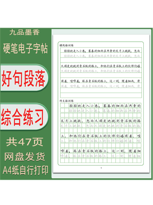 【电子字帖】好句段落摘抄 横线格作文格综合练习 硬笔打印版 PDF