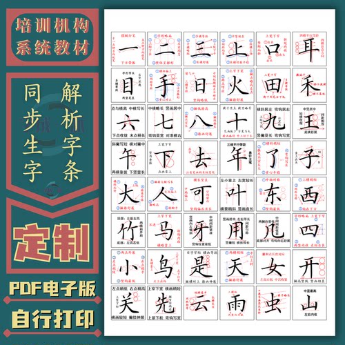 字卡详解小学一二三四五六年级生字表合集书法解析口诀人教部编版