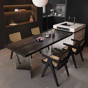 亚克力渐变色实木餐桌家用小户型一桌四椅饭桌悬浮书桌简易办公桌