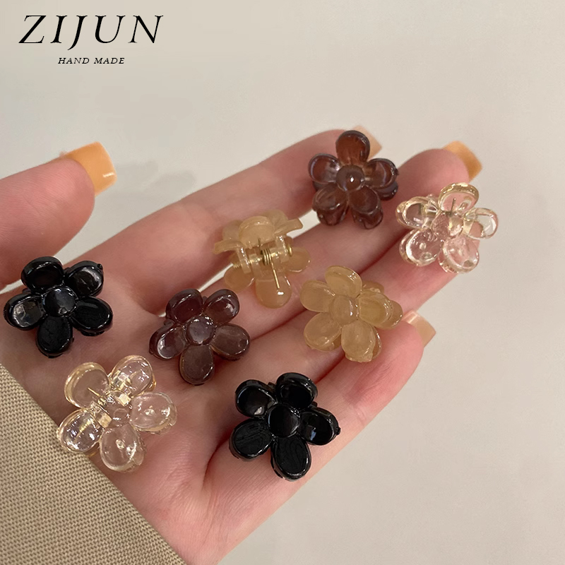 紫郡迷你抓夹甜美花朵夹子亚克力