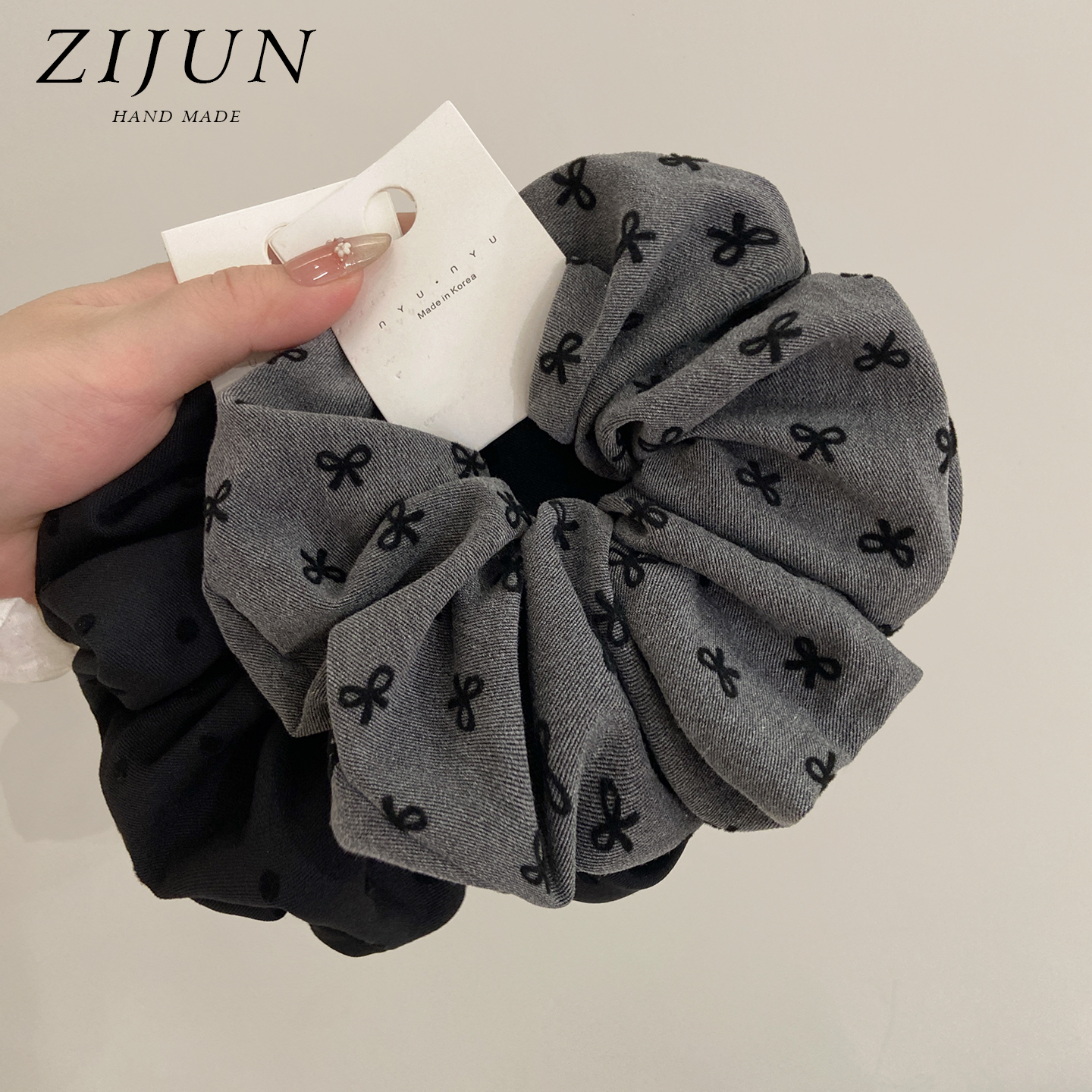 格雷系灰波点蝴蝶结大肠发圈头绳