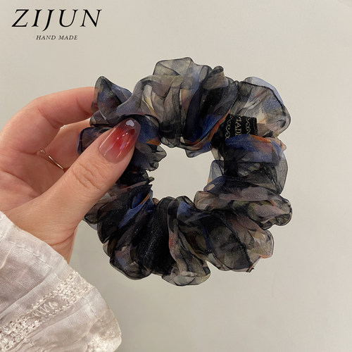 复古晕染欧根纱小肠发圈少女春夏