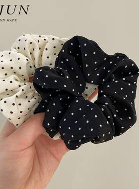 日韩小清新波点大肠发圈真丝缎面简约头绳后脑勺马尾皮筋百搭发绳
