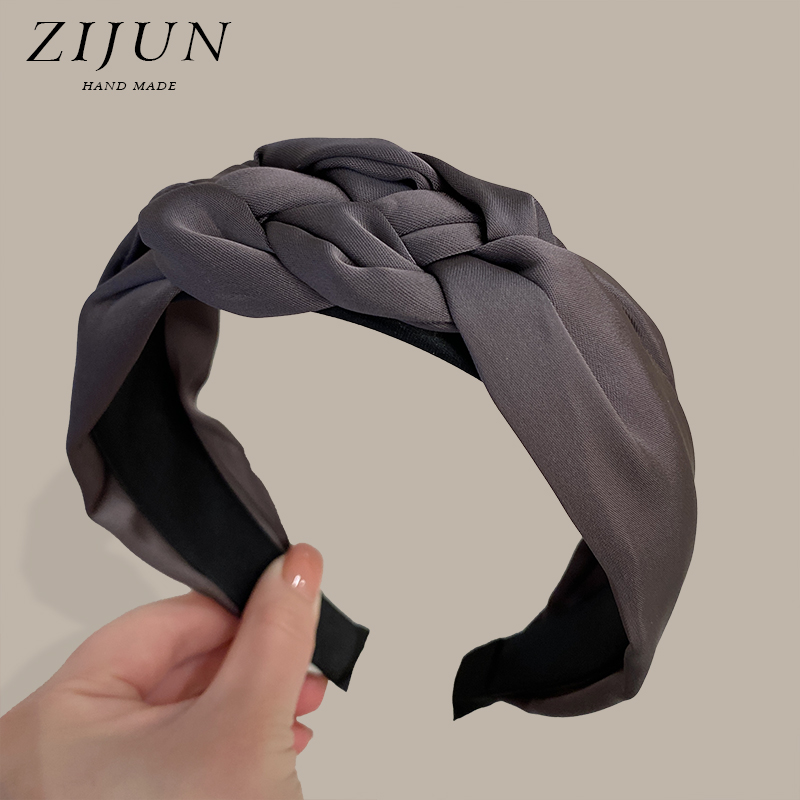 紫郡发箍缎面复古麻花高颅顶