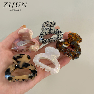 韩国醋酸发饰半圆小号抓夹女后脑勺马尾半扎发鲨鱼夹复古发卡夹子