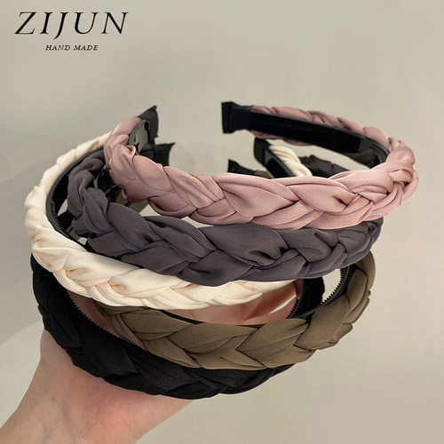 紫郡发箍缎面复古麻花高颅顶头箍