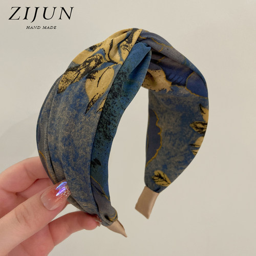 新中式兰花油画发箍艺术气质