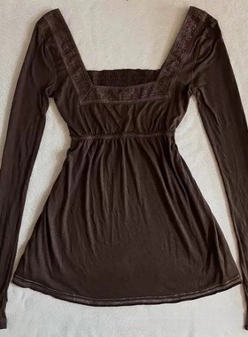 TOP时尚潮流V领宽松百搭防晒宽松条纹纯色薄款长袖T恤女式上衣