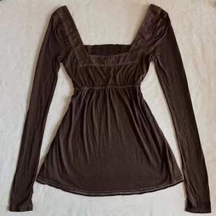 T恤女式 长袖 上衣 潮流V领宽松百搭防晒宽松条纹纯色薄款 TOP时尚