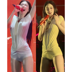 jennie同款性感深V低胸纯色连体短裤女2025夏季新款修身辣妹上衣