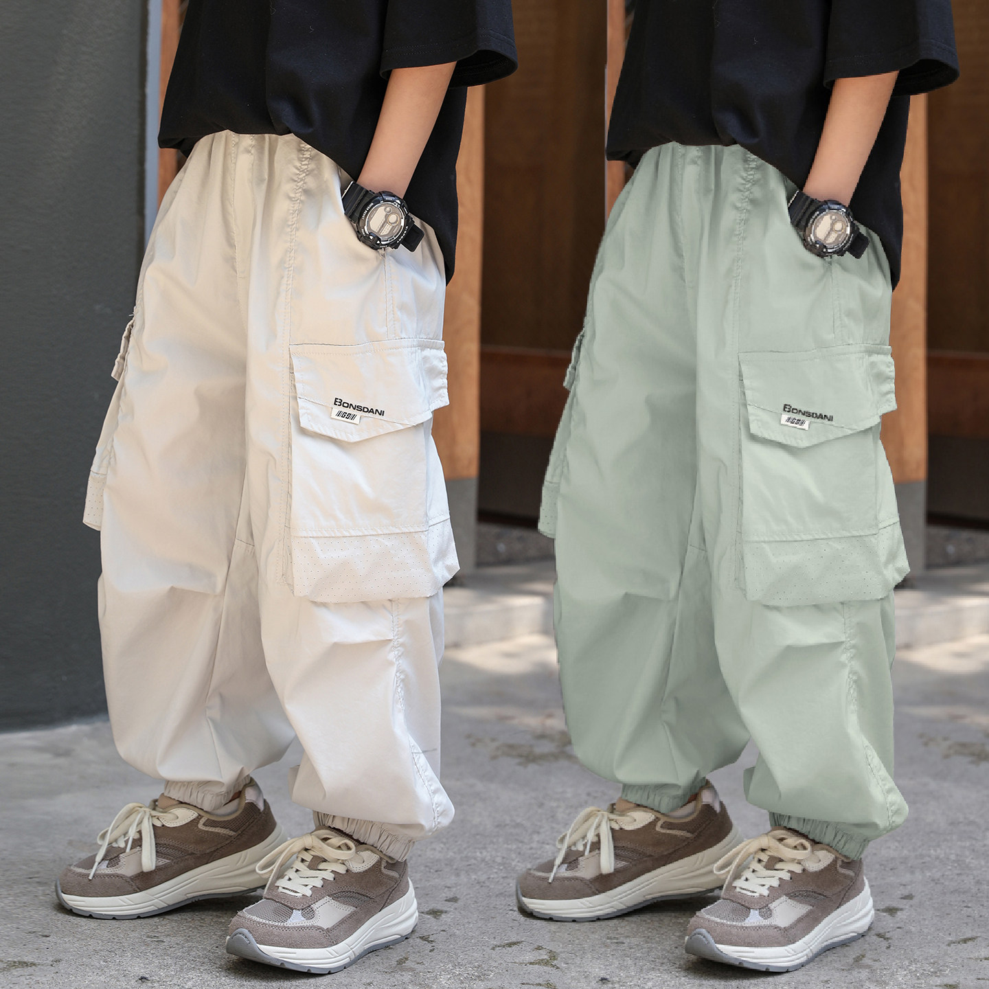 儿童裤子夏季新款男童防蚊裤工装中大童夏天速干宽松男孩长裤休闲