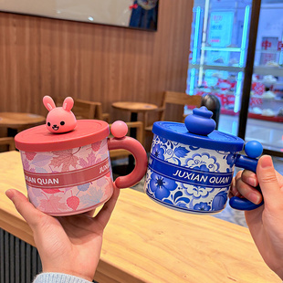 316L不锈钢马克杯带把手办公家用内喷陶保温杯男女节日送礼水杯